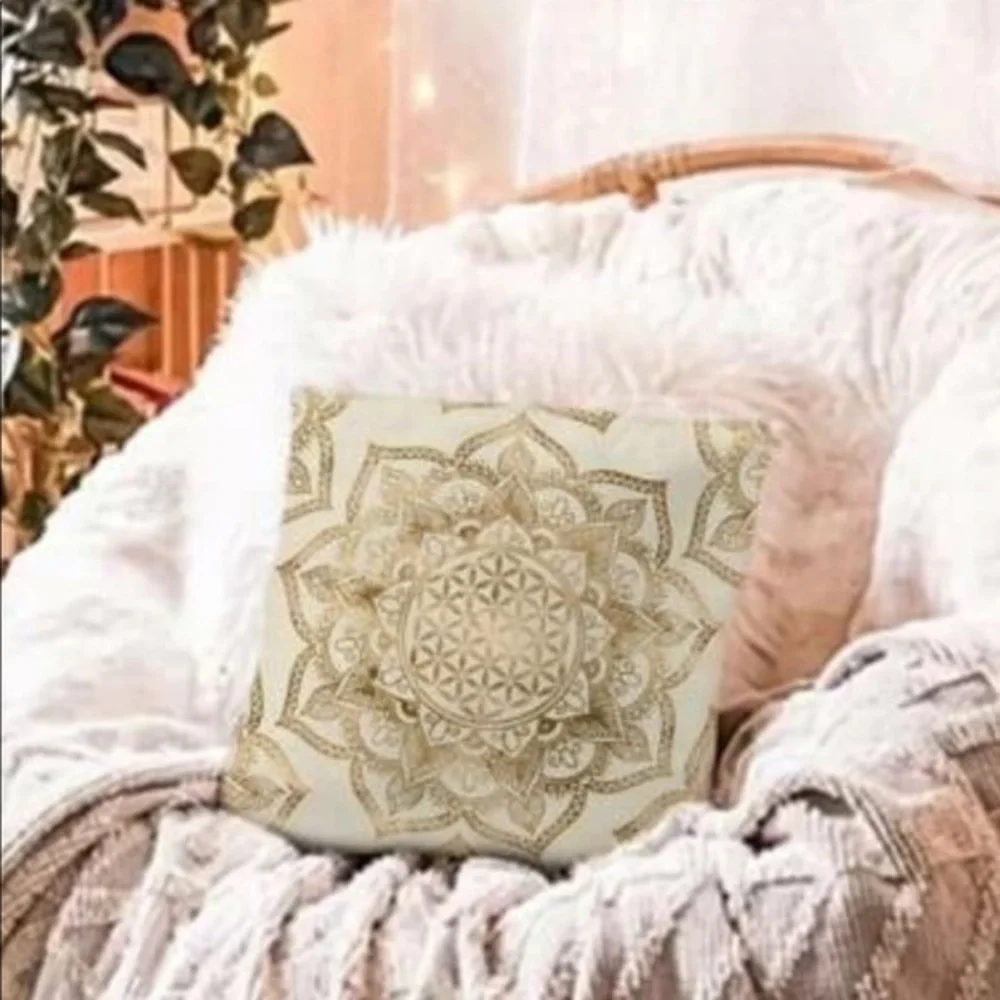 2- Lotus Mandala Decorative Pillow Cover